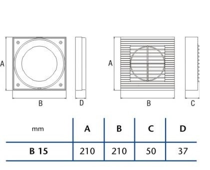 Badkamer- opbouwventilator Ø 150mm 320m3   