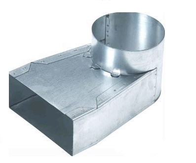 Lepelhoek enkel Links 220mm x 80mm aansluiting Ø150mm (Rechthoekig)  