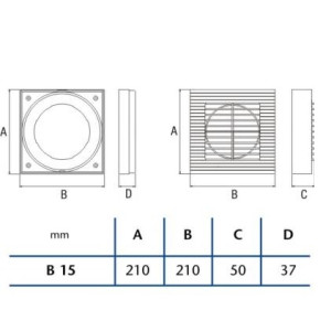 Badkamer- opbouwventilator Ø 150mm 320m3   